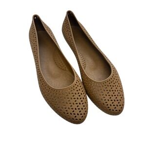 Okabashi Samantha Women's Ballet Flats Chai Tan Point Toe‎ Perforated Summer 8
